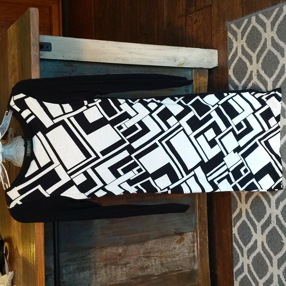 Lauren Ralph Lauren Dresses & Skirts - Lauren Ralph Lauren Black & White Geometric Sweater Dress - Women's Small